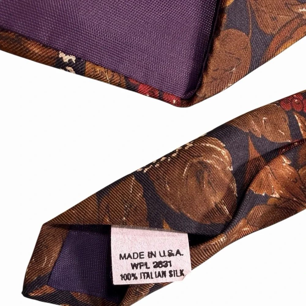 Bugatti Men Neck Tie 100% Italian Silk‎ - Made in USA - Floral